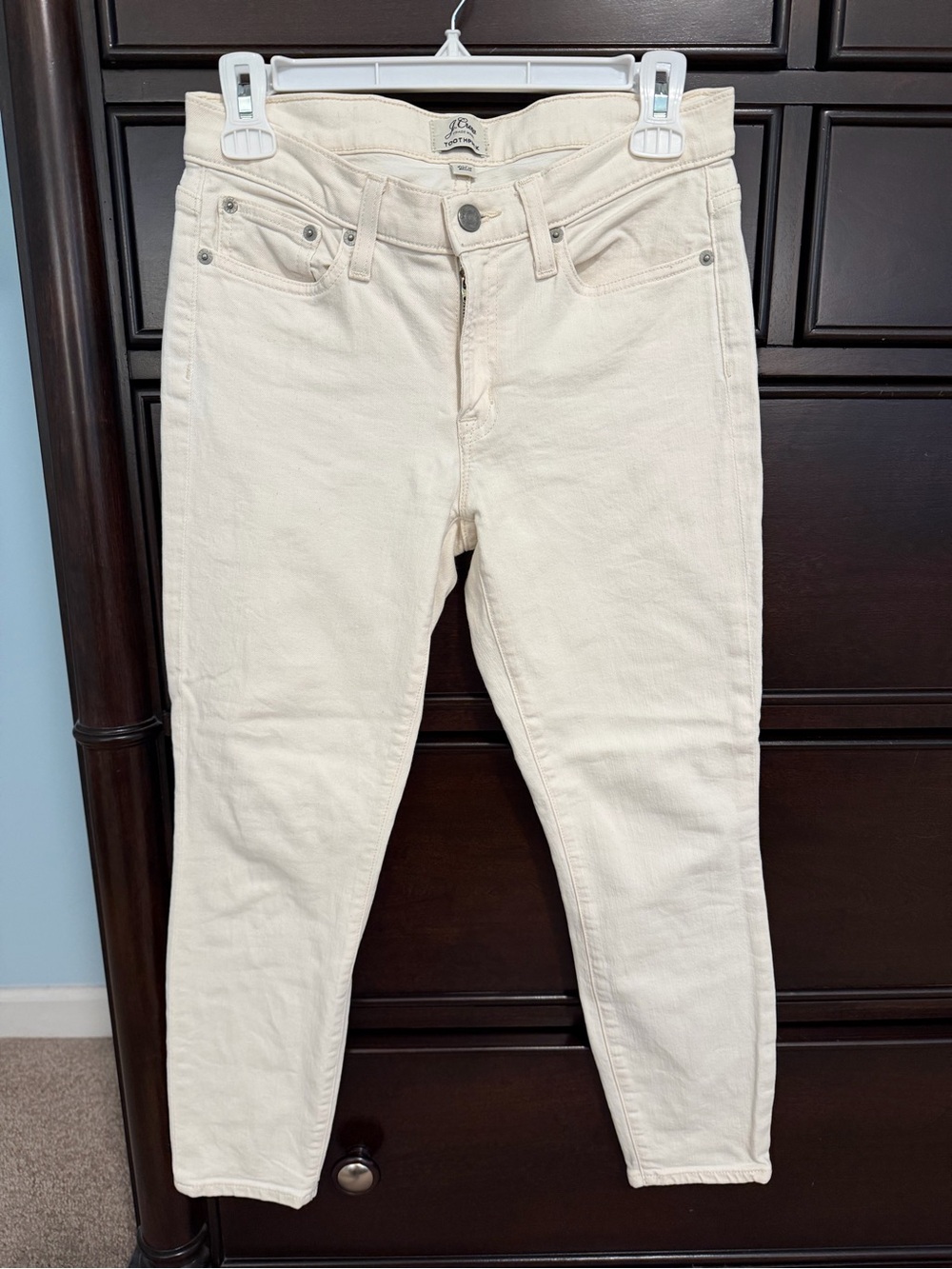 J. Crew toothpick skinny jeans cream white size 27